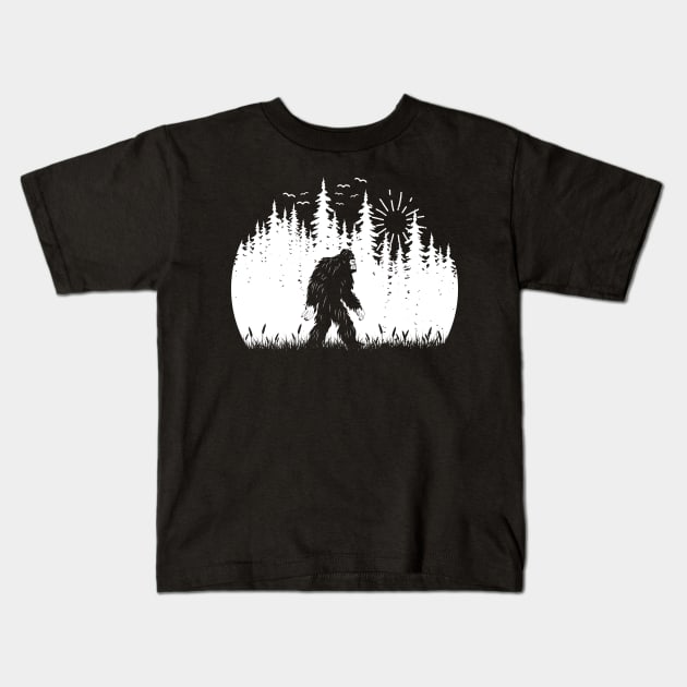 Bigfoot Sunset Kids T-Shirt by Tesszero